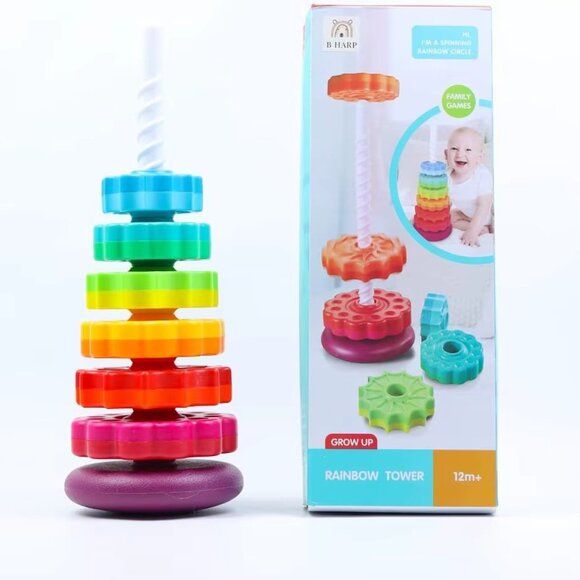Baby Spinning Stacking Toys for Toddlers Ring Stacker(1 Set) - Picture 9 of 10